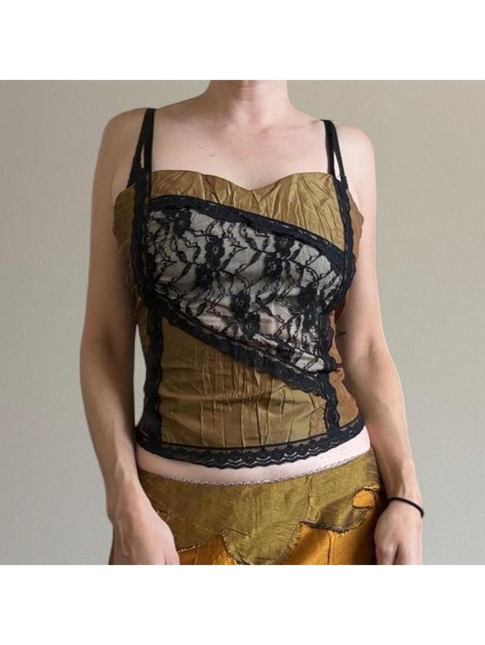 Vintage euro iridescent patchwork tank top.